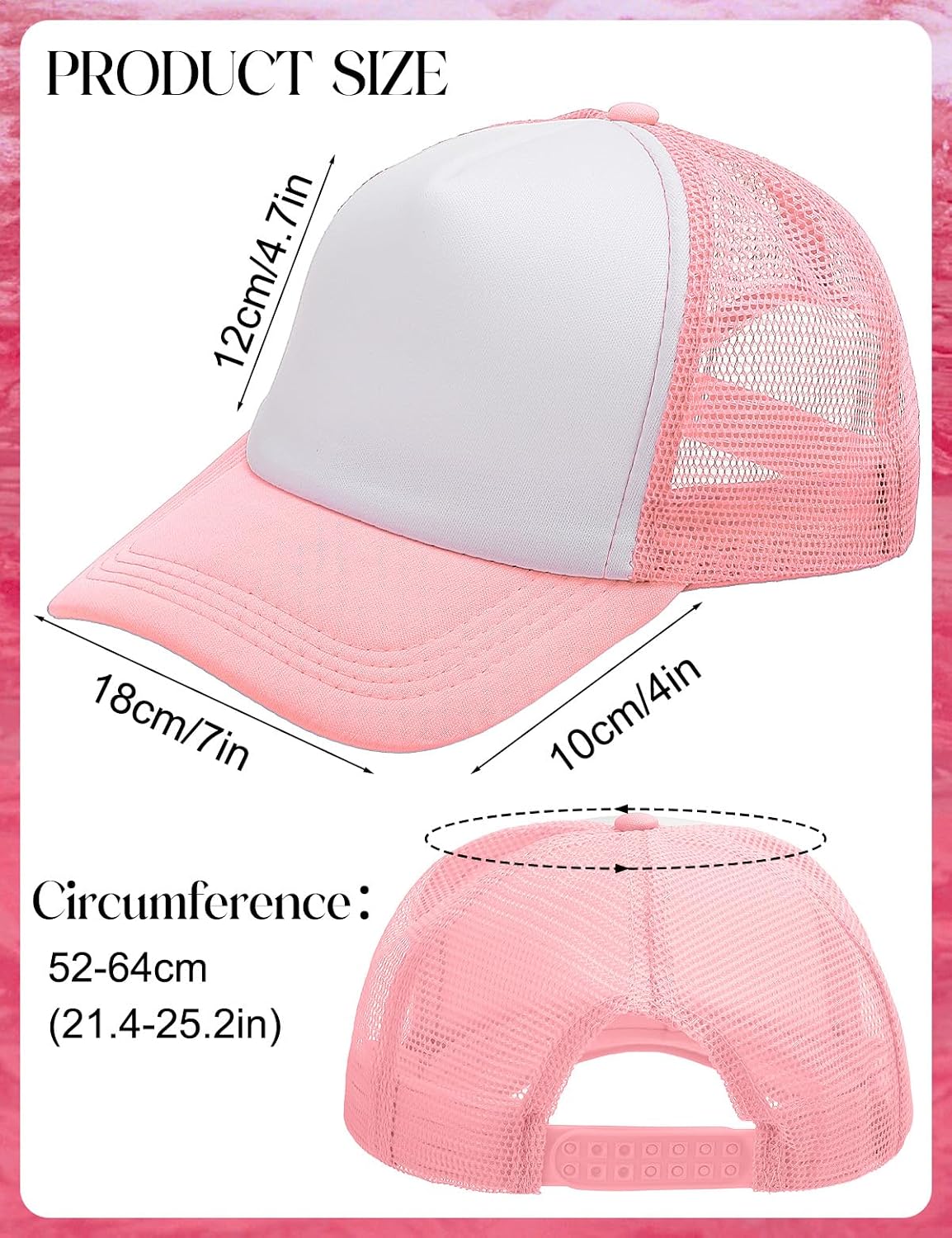 20 Pack Sublimation Blank Trucker Hat Baseball Cap | Breathable Mesh, Adjustable Snapback, Diy Heat Press, Crafts