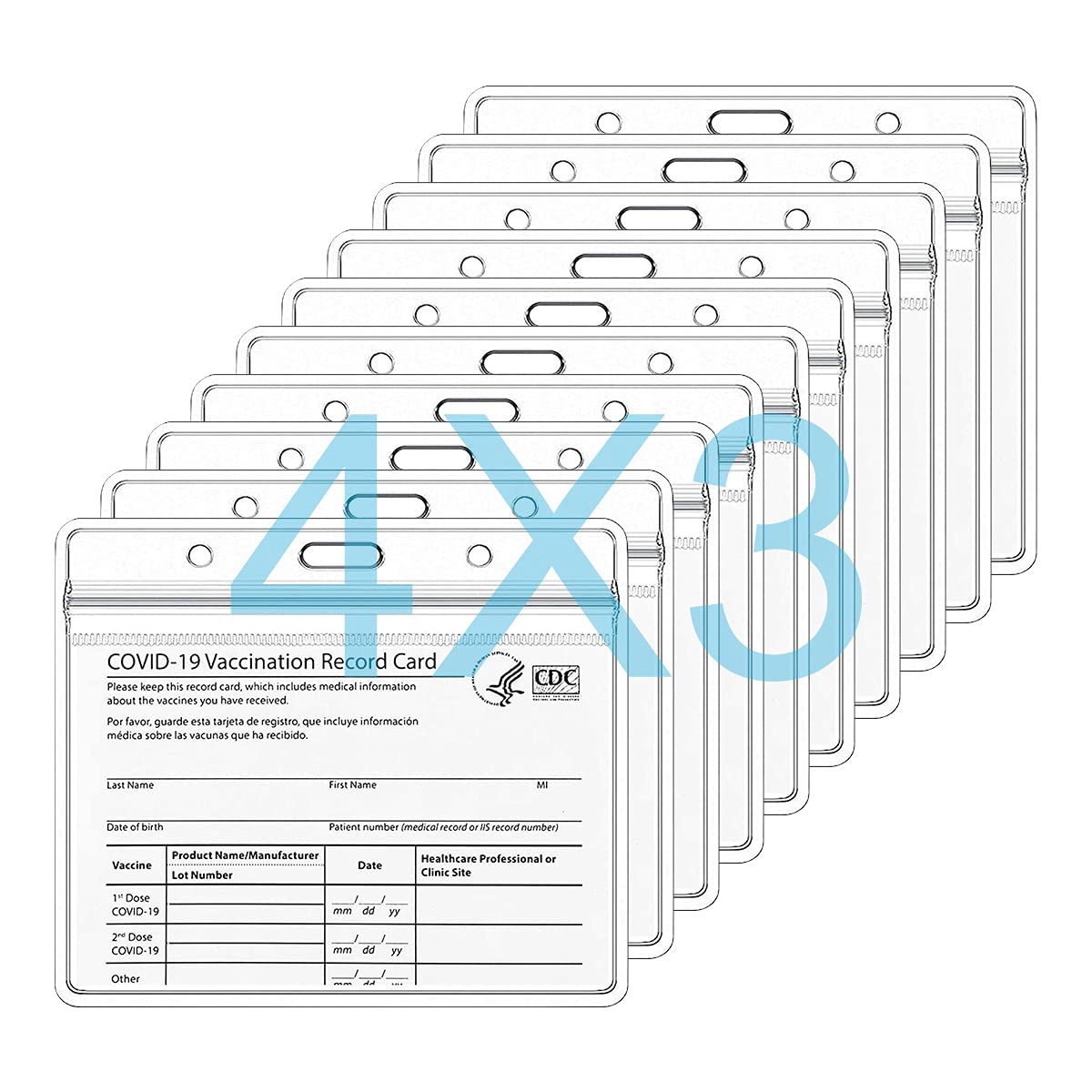 CDC Vaccination Card Protector 4 X 3 inch Clear Cards Holder with Waterproof and Resealable Zip (10)