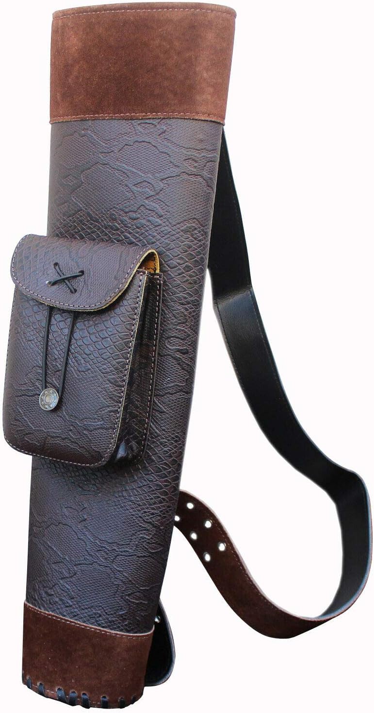 Traditional Archery Pure Handmade Quiver Genuine Leather Field Archers Choice Arrow Holder Adjustable Shoulder Strap Comfortable Back Quivers by Libra Intl