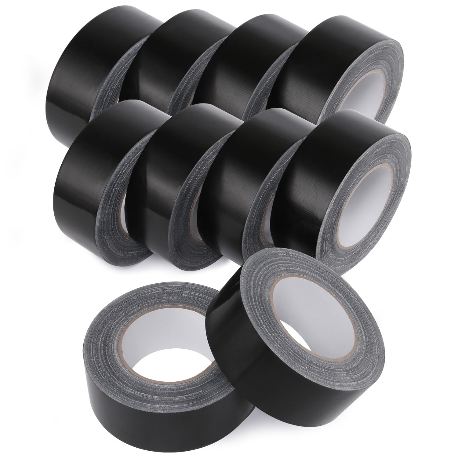 Lichamp Cinta adhesiva negra resistente al agua, 10 unidades, paquete múltiple, 2 pulgadas x 25 yardas x 17 mil por rollo, B210BK