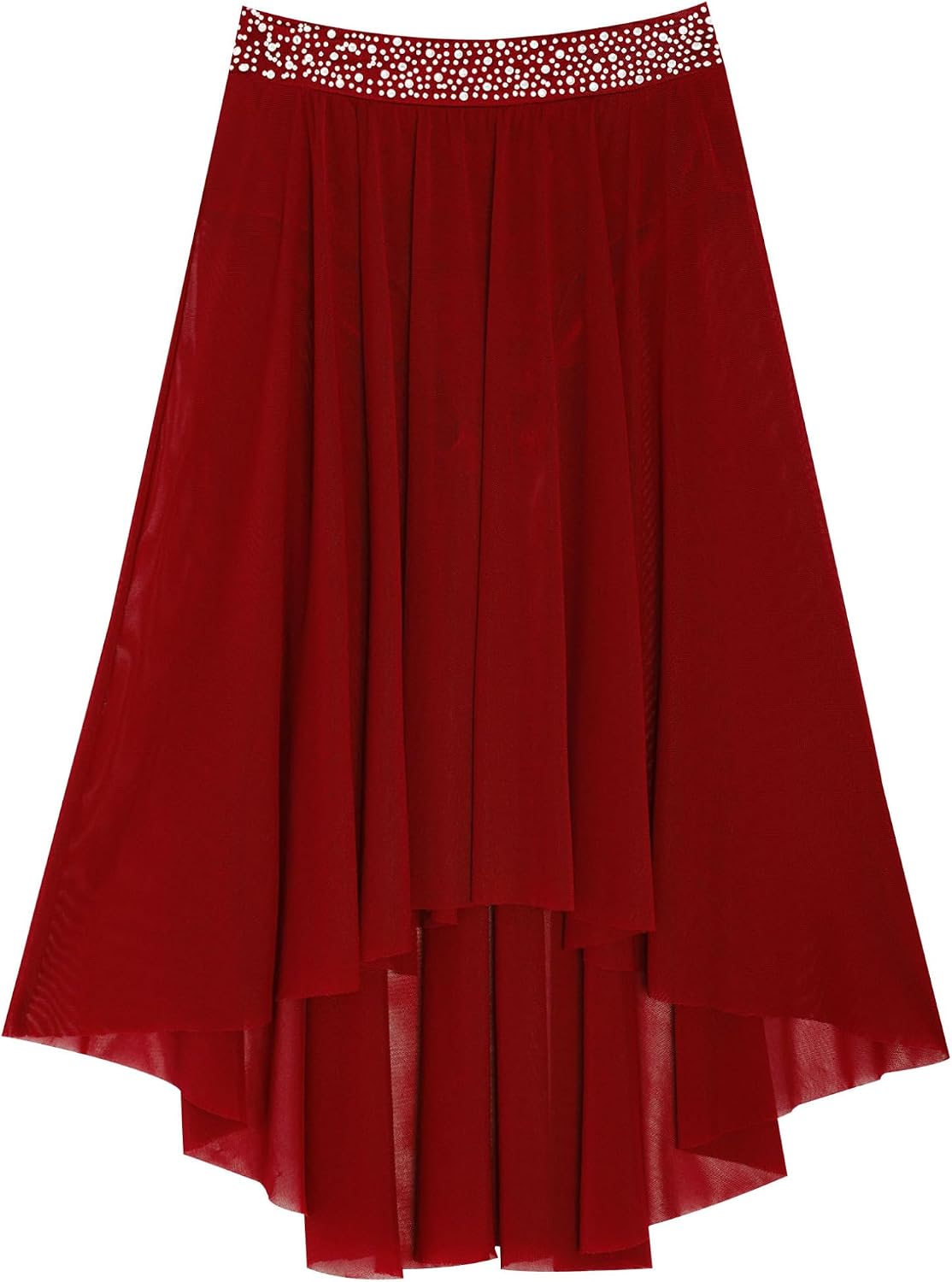ACSUSS Girls Shiny Ballet Dance Skirt Elastic Waist Long Chiffon Flowy Lyrical Ballerina Skirt