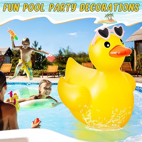 Miniatura 11 de Hungdao Paquete de 2 patos inflables gigantes de 4 pies, enorme pato de goma, pato, inflable, pato, piscina, piscina, decoración de fiesta