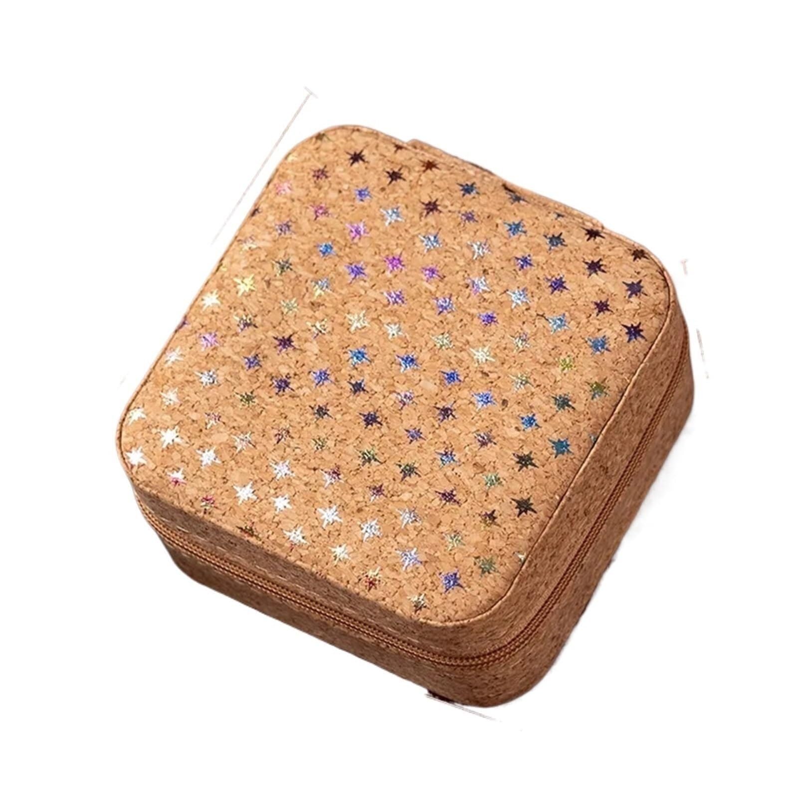 ZHAOQIN Jewellery Box Vintage Cork Jewellery Organiser Portable Earring Flower Necklace(Style1)