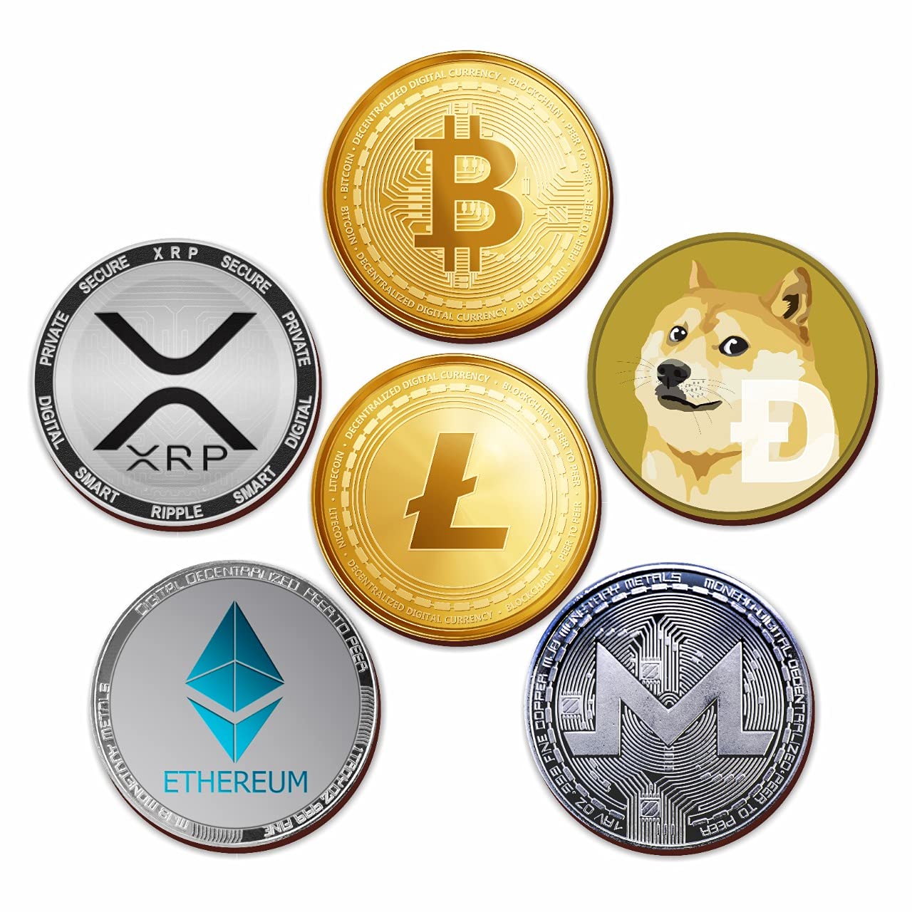 PAPER PLANE DESIGN Crypto Funny Cool Tea Coaster Set. (Set of 6, 4 inch) Bitcoin, Doge, Etherium, xrp etc.