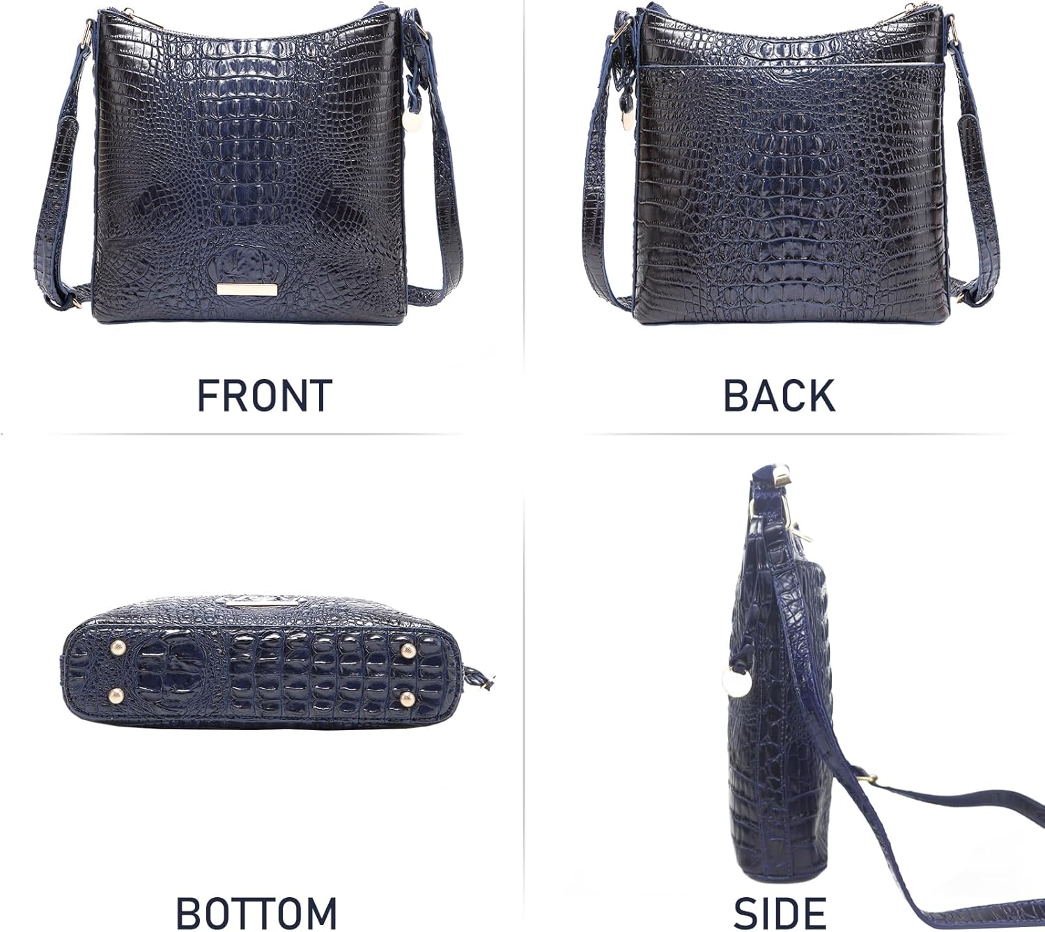 Shoulder Crocodile Flat Handbags for Women trendy Ladies Shoulder Bag Embossed Pattern Leather Crossbody Purse - Image 4