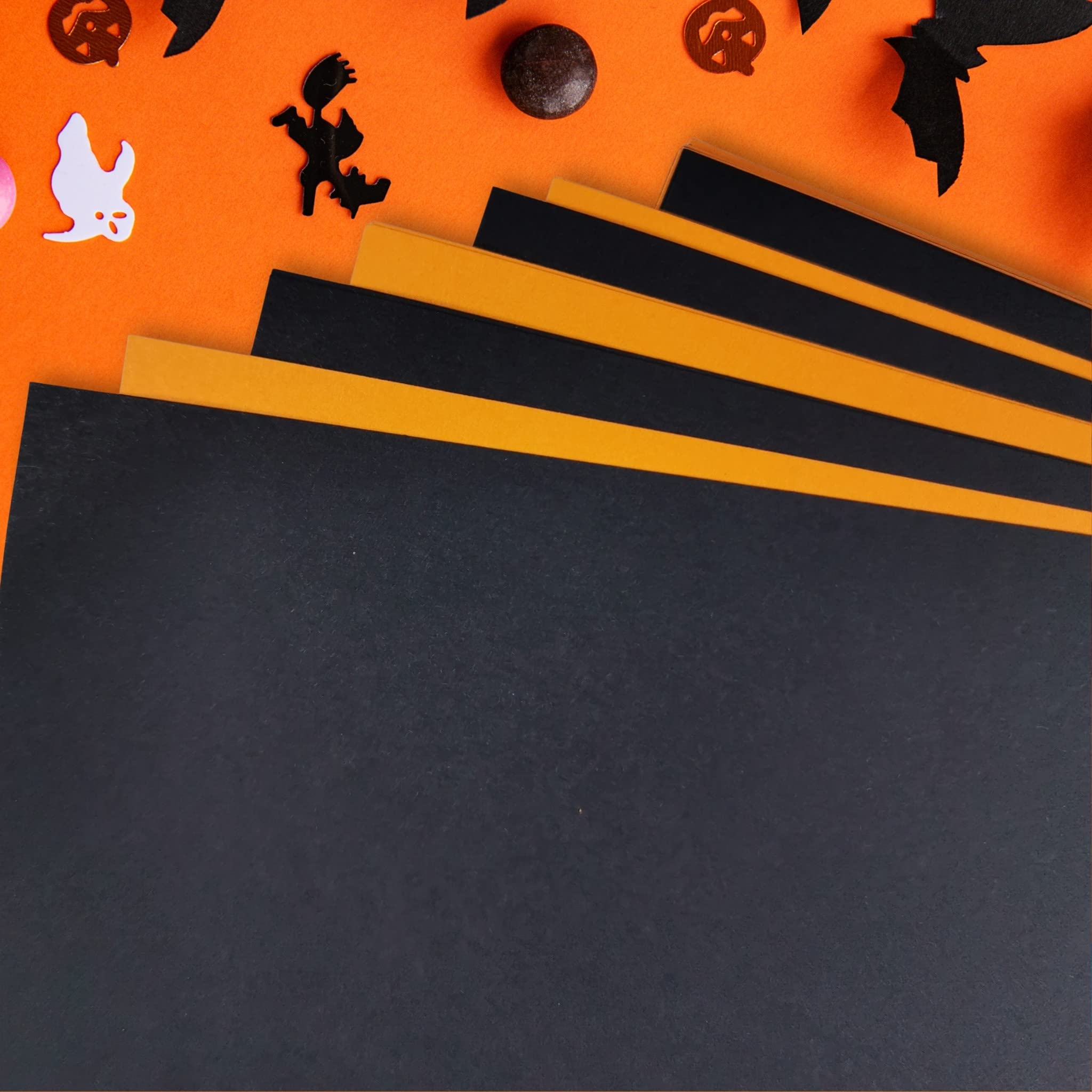 Halloween A4 Black & Orange Card - 20 Sheets, 160gsm, Printer & Photocopier Compatible, Orange,Black, A5 - Image 4