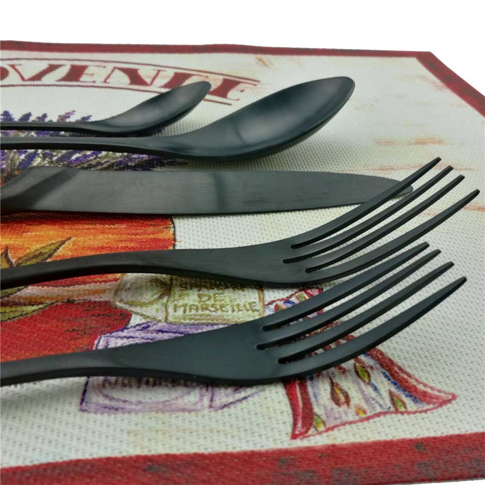 Puzhler 18/10 Stainless Steel Matte Flatware Silverware Set, Black Utensils Set Service for 4 (28-Piece)
