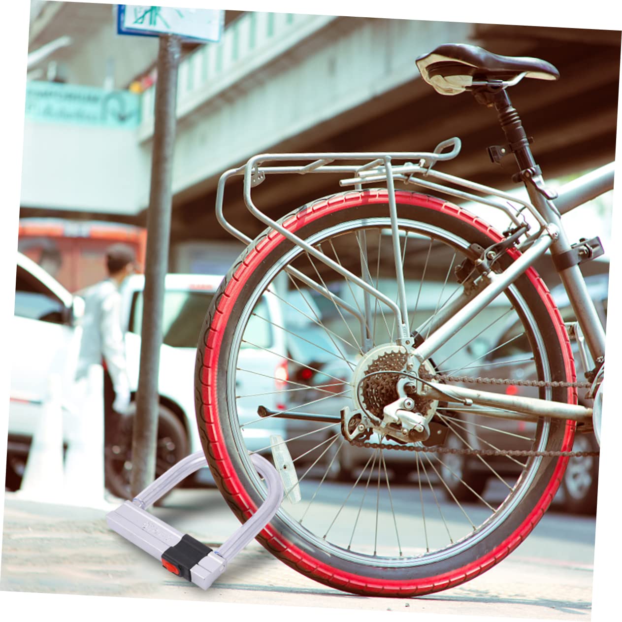 Lucchetto a U per Bicicletta Antifurto, Acciaio Inox Argento | Resistenza Idraulica, Robusto per Ciclismo e Sicurezza, Adatto a Recinzioni