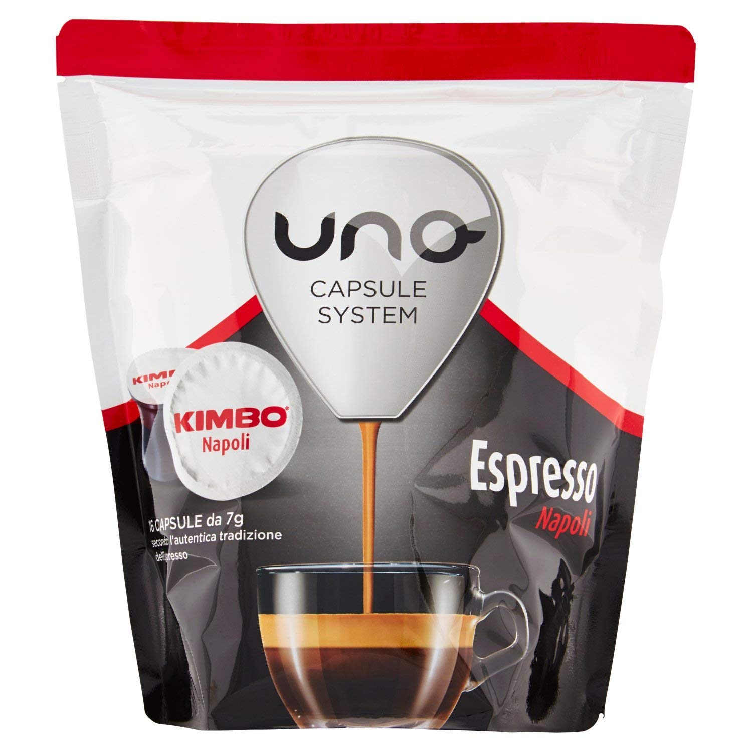 Kimbo 96 Cápsulas de café compatibles Uno System®, Espresso Napoli | 6 paquetes de 16 cápsulas, mezcla equilibrada y corporal, intensidad 10/13, tostado oscuro