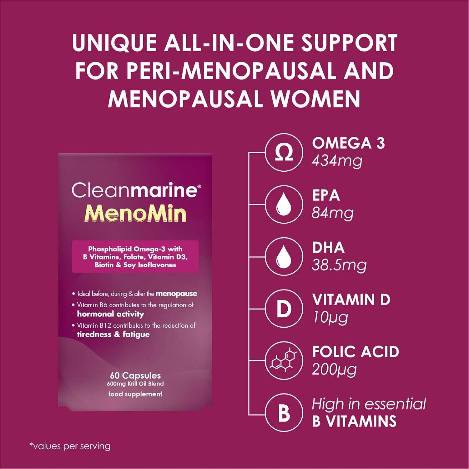 Cleanmarine Menomin Menopause Support Highly Absorbable Omega 3