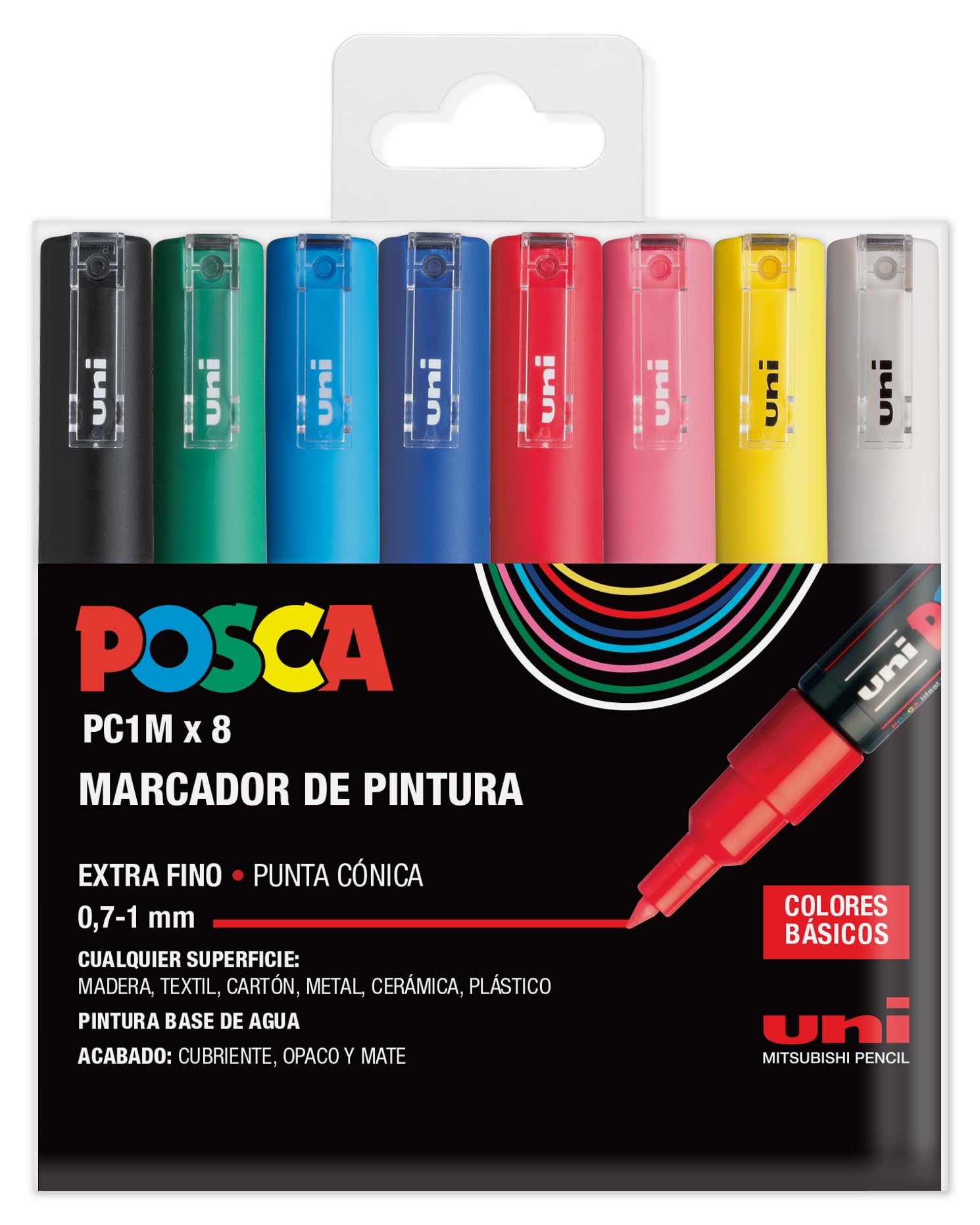 UNI Posca Set PC 1M Basic - Pack 8 rotuladores