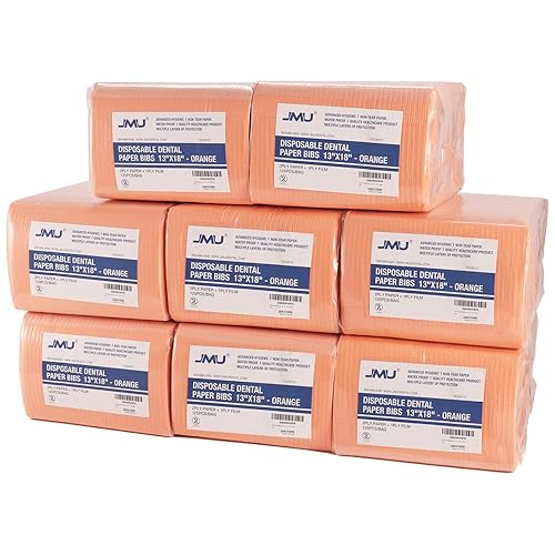 Miniatura 26 de JMU 2500 baberos dentales, 2 capas de pañuelo 1 capa de película, baberos dentales desechables a granel, 13 x 18 pulgadas, baberos para tatuajes,