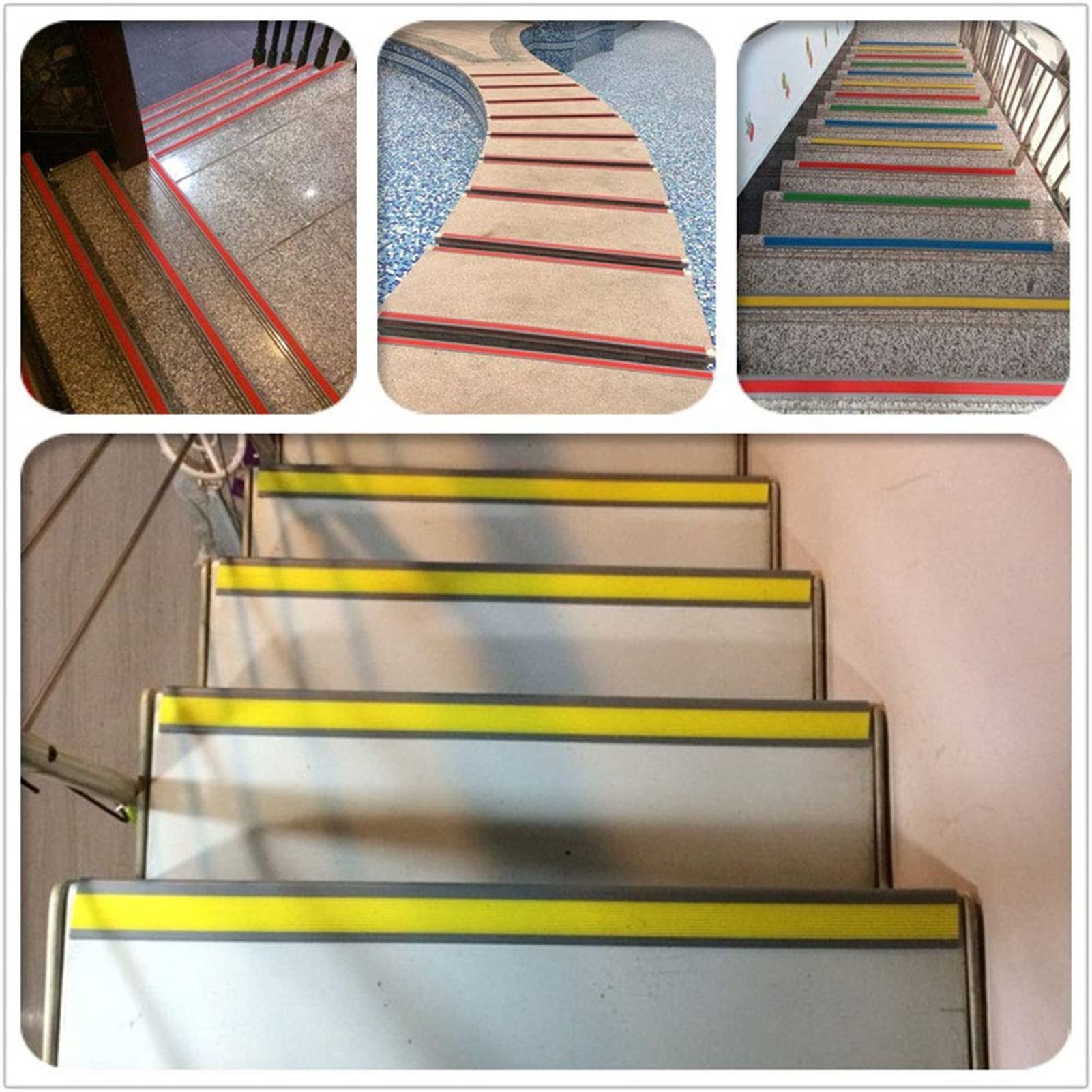 Tira Antideslizante Para Escaleras, Moldura De Borde De Nariz, Cinta Antideslizante De Mejor Agarre, Caucho De Vinilo Para Interiores Y Exteriores, Adhesivo De Alta Tracción Para Escalones(Green,L-5M)