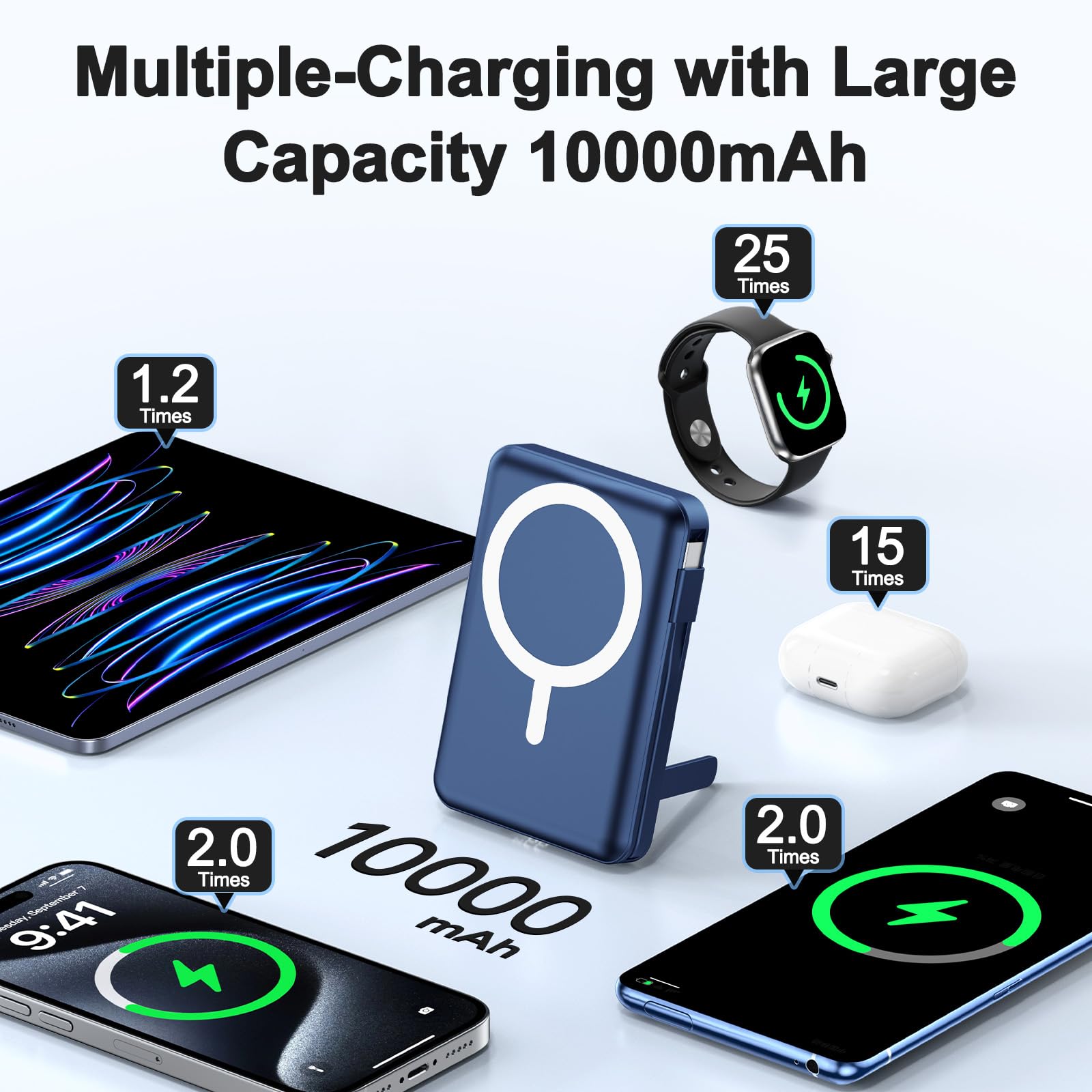 per Magsafe Powerbank, 10000mAh Caricatore Portatile Magnetico Power Bank per iPhone, Ricarica Rapida da 20W Batteria Esterna con Display LED per iPhone Air/17/16/15/14/13/12/Apple Watch