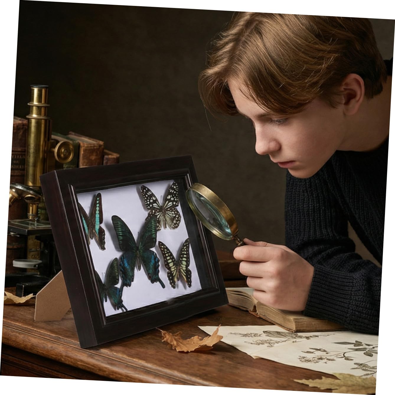 Marco para Exhibir Mariposas Tapas Transparentes, Marco de Madera Resistente para Decoración de Pared Sala de Estar