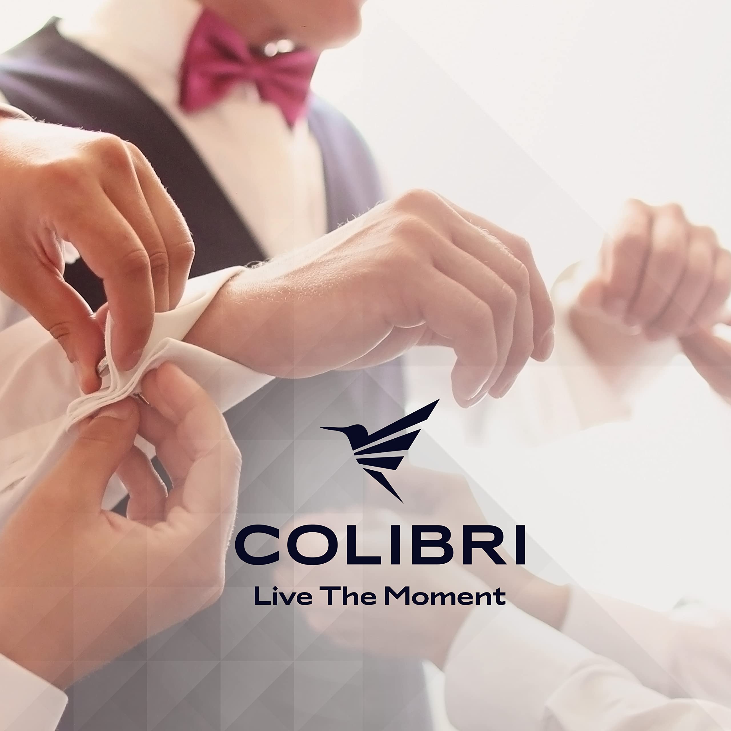 Colibri - Gemelli da uomo Hamilton - Gemelli da polso di design con inserti in pietre naturali - Chiusura a sfera - Acciaio inossidabile lucido/placcato oro rosa - Confezione regalo