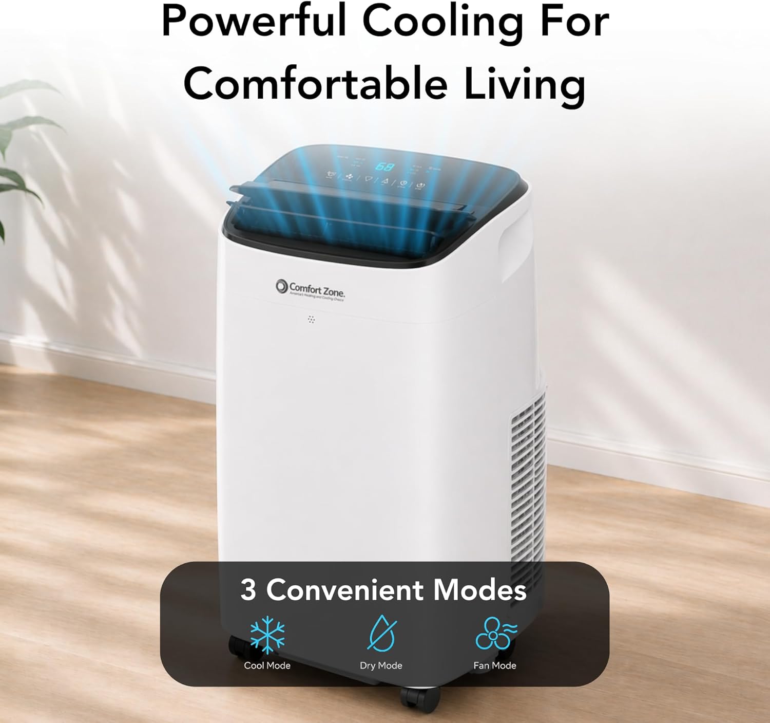 Comfort Zone Smart Portable Air Conditioner 12,000 BTU (8,350 SACC) with Heat, WiFi Enabled 4-in-1 AC Unit, Dehumidifier & Fan, Remote Control, 24-Hour Timer, Quiet Sleep Mode, White 3 71gOsbECFbL. AC SL1500