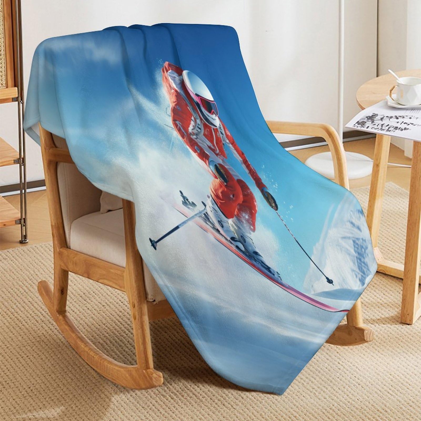 Ski en Montagne enneigé Couverture Polaire en Flanelle Flannel, Couvertures Lit en Peut Être Utilisée comme Draps De Lit, Housse De Canapé 150×200cm