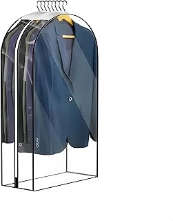 1 Pack Gusseted Clear Garment Bag, Garment Bag Closet Storage with Zipper, 40 inches Clear Suit Bag for Suits, Coats, Jackets, Shirts, Gowns