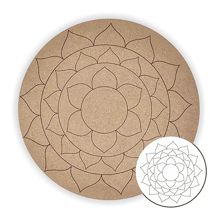 DOTME Wooden MDF Rangoli Shapes Cutout for Art and Crafts Work Home, Room Decor Artistic DIY Work Art (12 INCH)