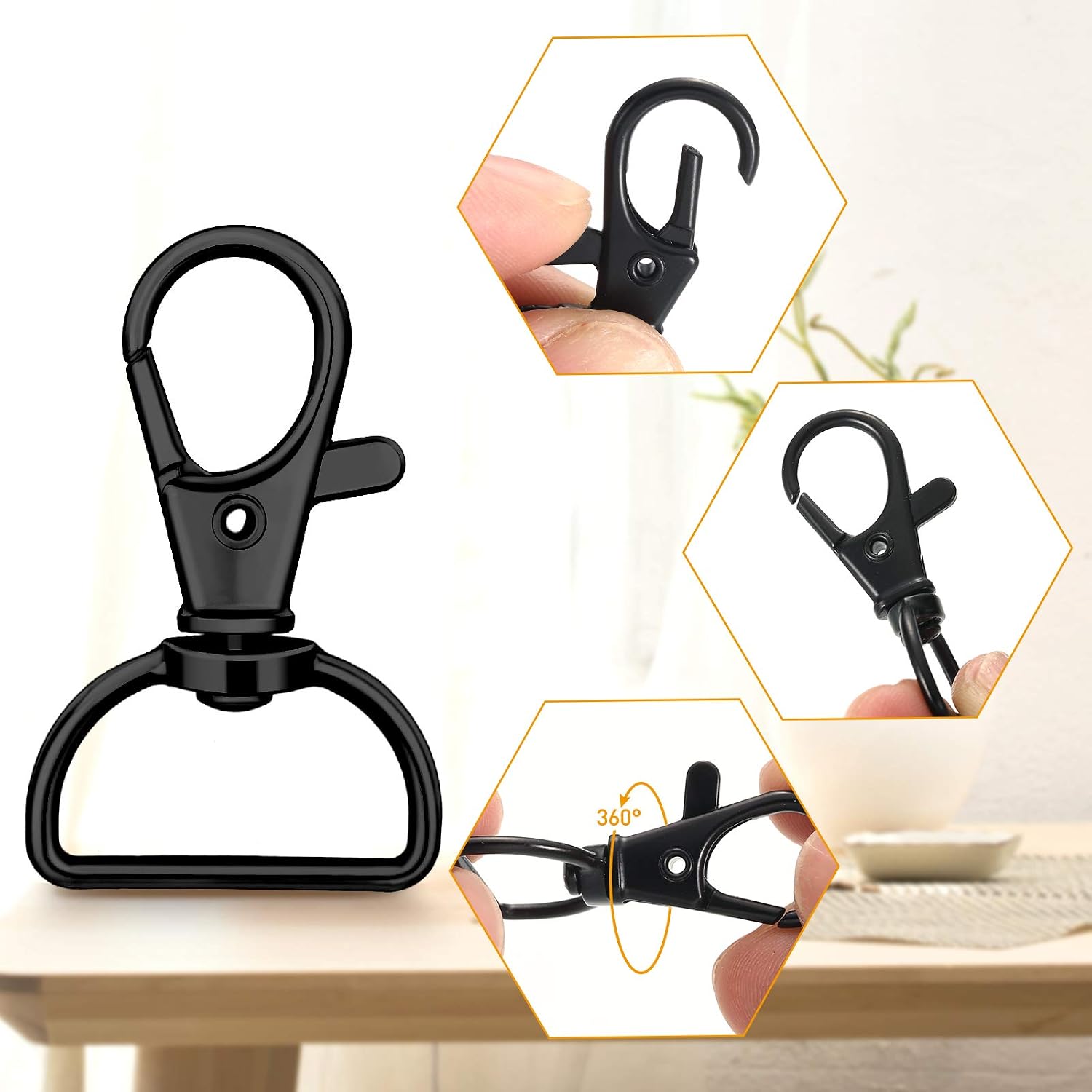 Hotop 56 Pcs D Rings Purse Hardware for Bag Making, 25 mm, Black image 3