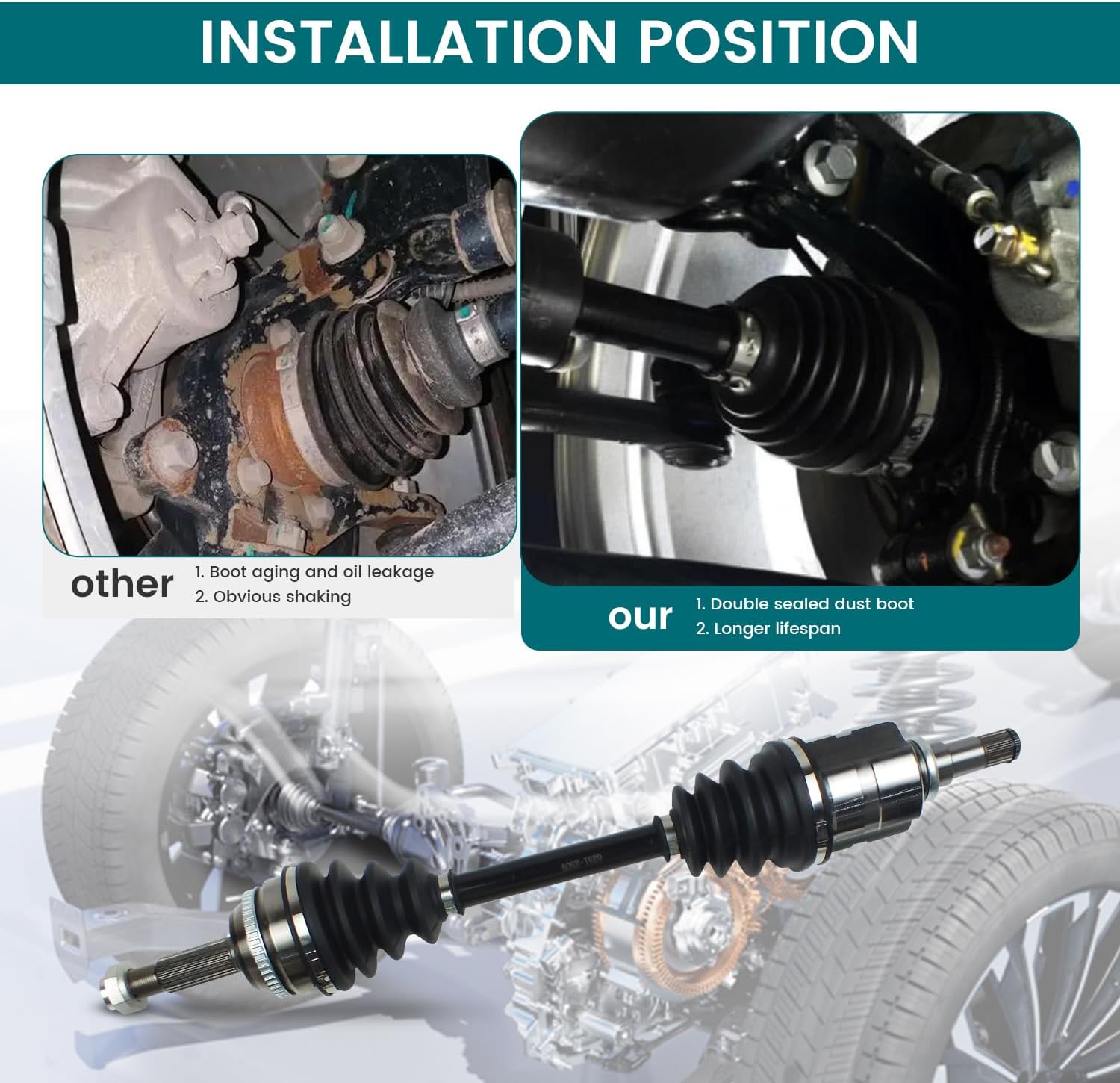 Front CV Axle Shaft Assembly Fit for Toyota Corolla L4 1.8L 2003 2004 2005 2006 2007 2008 Automatic Trans, CV Joint Half Shaft Front Left Driver Side Replace# 4342002340 4342002380 66-5218 NCV69583