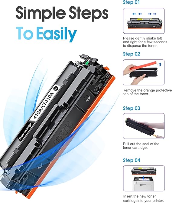 410A Toner Cartridges Replacement for HP 410A Toner ( 4-Pack, BK/C/M/Y)