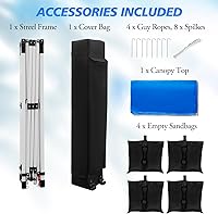 Vista 6 de WEIZE Tienda de campaña desplegable de 10 x 10 pies, configuración a presión de 1 botón, refugio portátil instantáneo, altura ajustable, bolsa