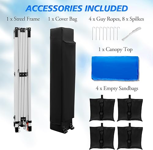 Miniatura 6 de WEIZE Tienda de campaña desplegable de 10 x 10 pies, configuración a presión de 1 botón, refugio portátil instantáneo, altura ajustable, bolsa de