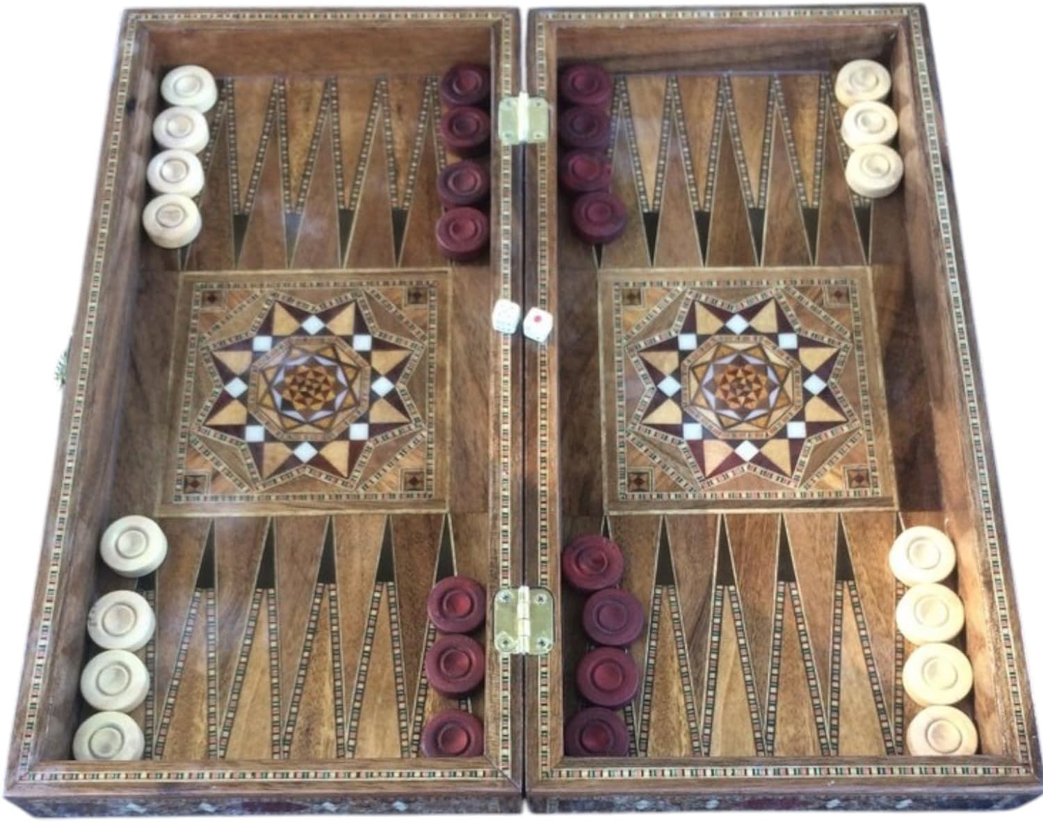 Luxury Backgammon Set for Adults Solid Inlaid Wood Game Board Checkers Handmade Game Sets/Gift for Dad, Husband, Son, Anniversaries