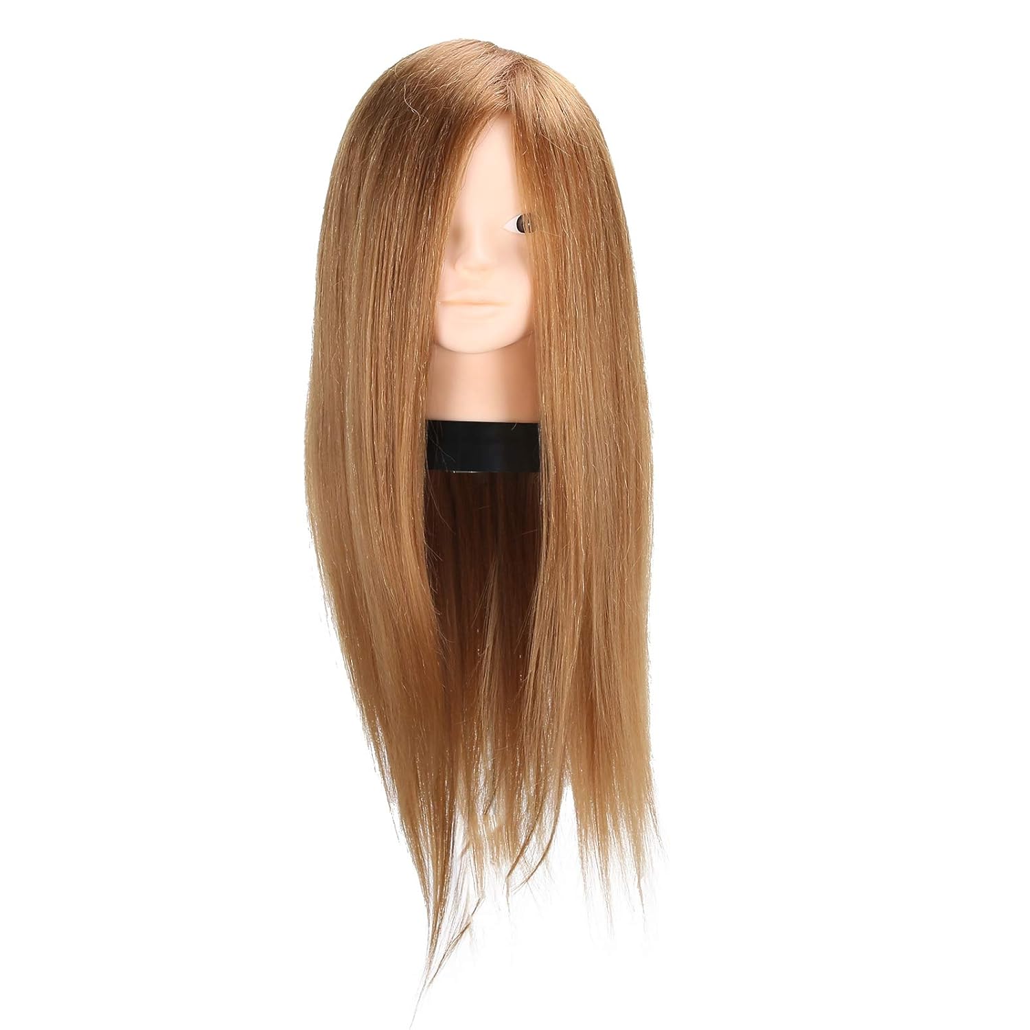 Hair Styling Braiding Mannequin Head, Hairdressing Training Head with High Temperature Fiber, Lifelike Practice Mannequin for Braiding Perming Cutting, Without Makeup for Students (Golden Brown)