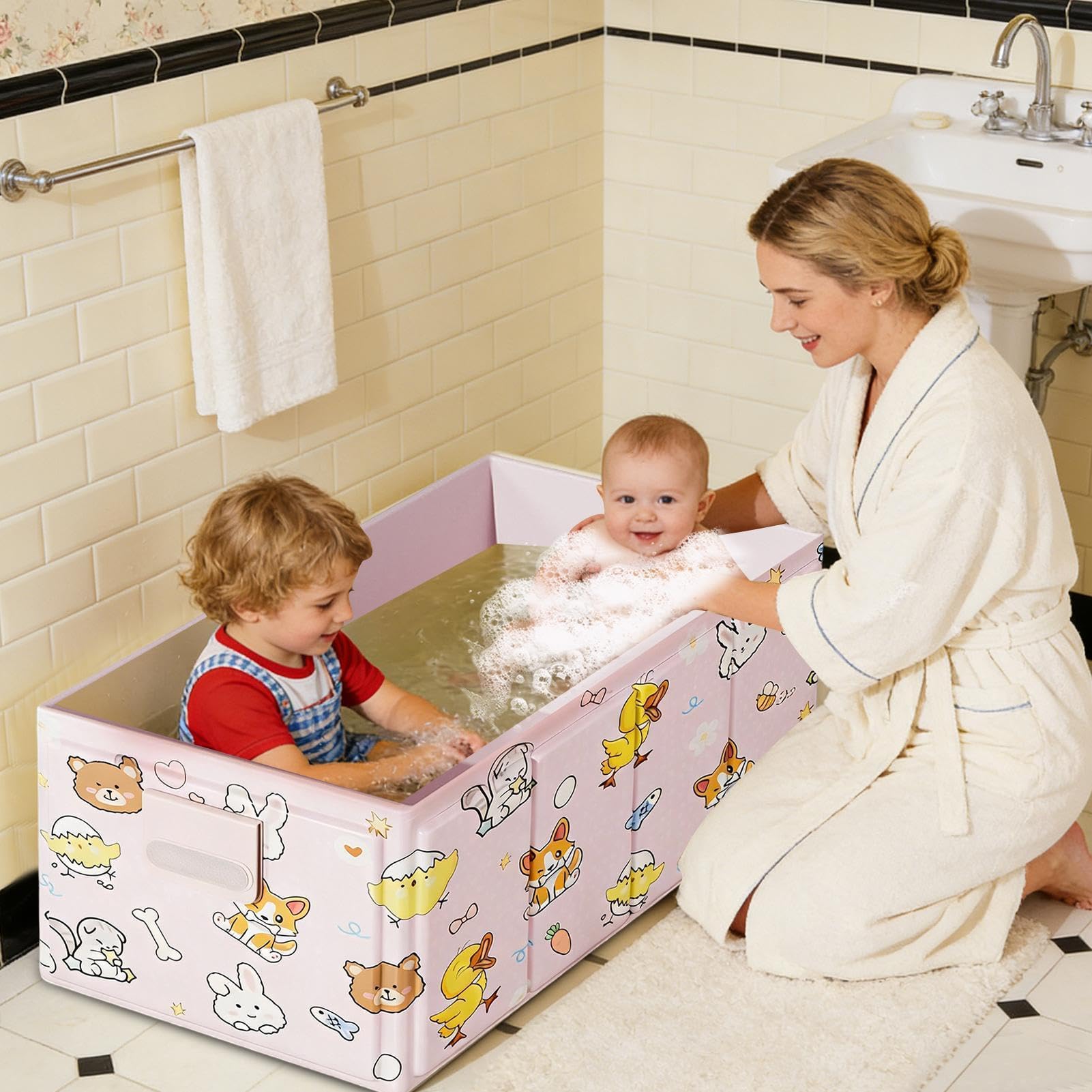 Pieghevole - Compatto salvaspazio con piletta, portatile da viaggio, per ragazzi e ragazze, interni, esterni, balcone, sala