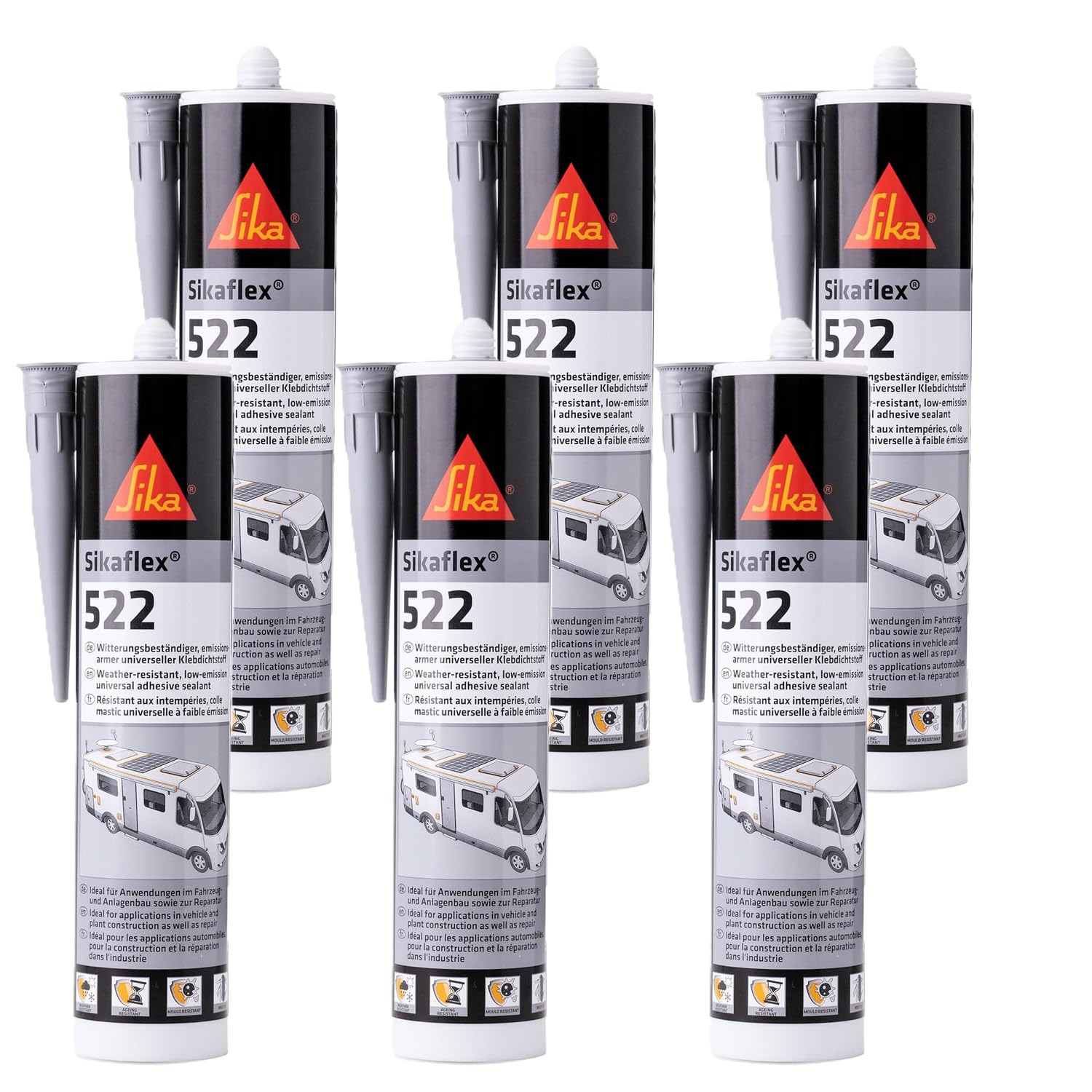 Sika   Sealant   Sikaflex-522 Gray   Ideal for Joints   Interior and Exterior   UV Stable and Weather Resistant   Good Adhesion -300 ml Pack of 6