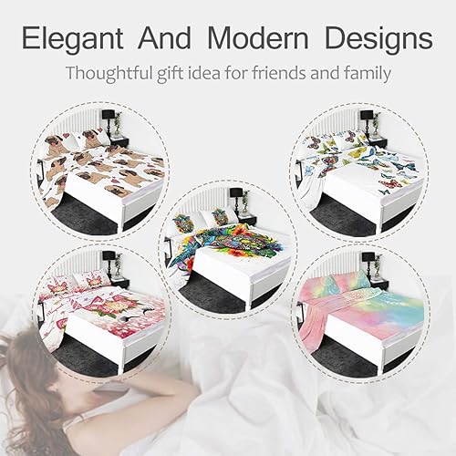 Miniatura 5 de Jasper Yin Yang by Brizbazaar - Juego de sábanas de 4 piezas con estampado 3D, sábanas bajeras de microfibra 1800 que no se decolora, transpirable y