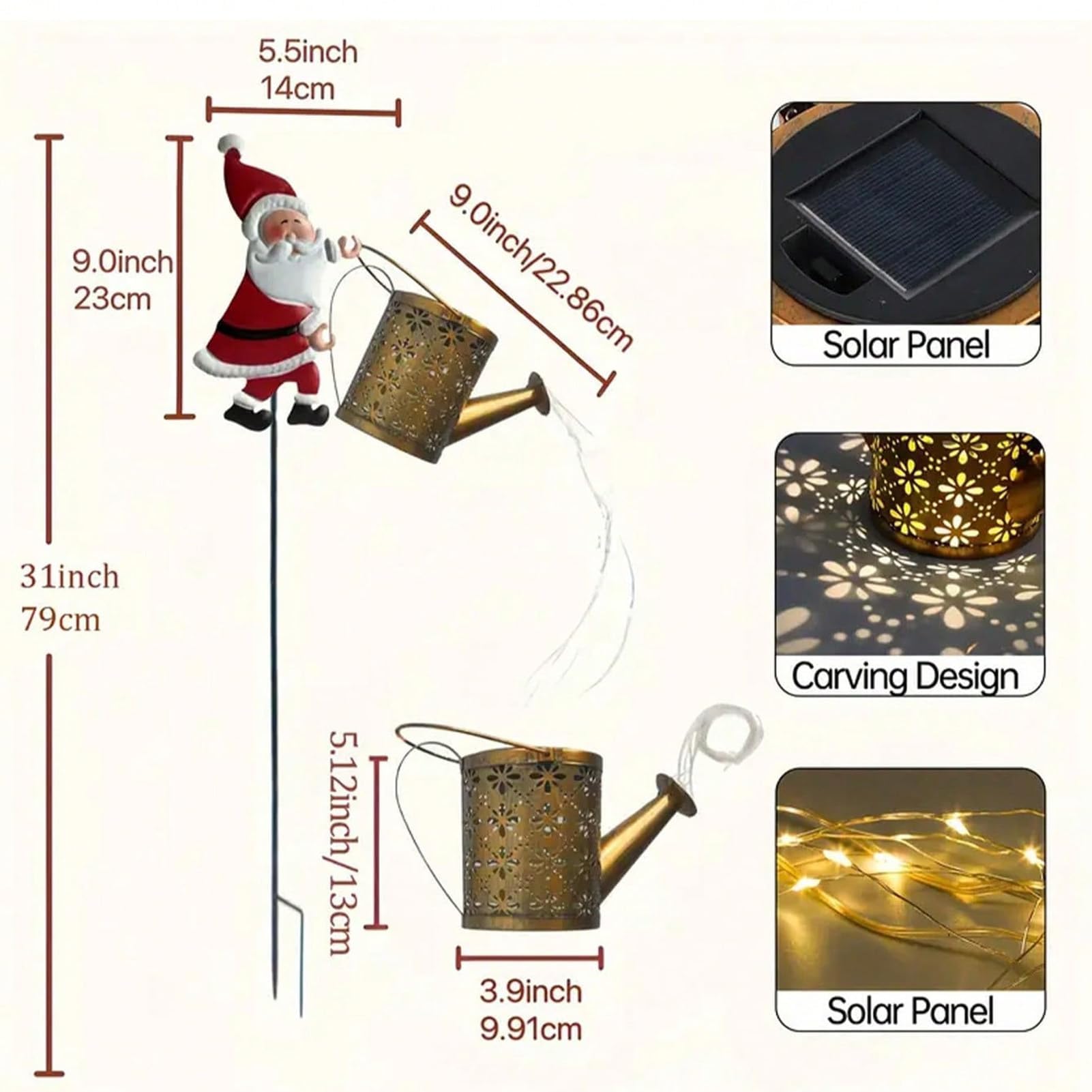 Luci Natalizie per vialetti, Lampada da Terra di Babbo Natale, Decorazione per Il Giardino.