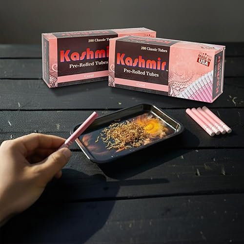 Miniatura 7 de Kashmir Tubos de cigarrillos Coral - 200 CT  Quemado limpio, papel natural, dibujo suave, diseño de filtro pendiente de patente, fácil de llenar,
