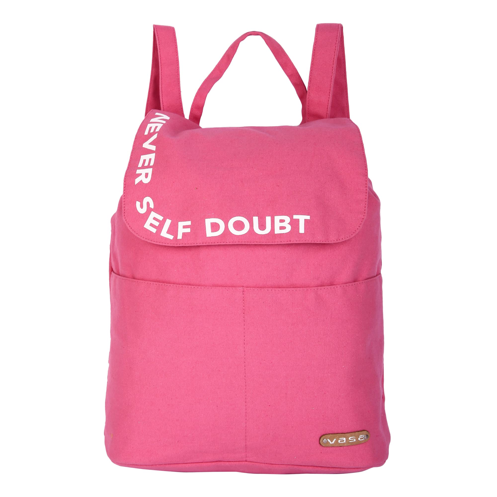 VASA Women Printed Drawstring Closure Backpack Pink cotton sustainable fabric bag canvas Dubai