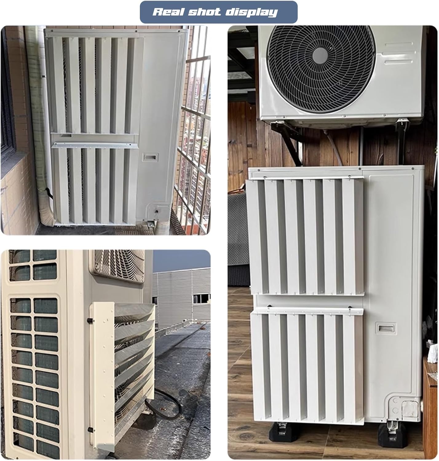 Outdoor Air Conditioner Deflector for Outside Units, Galvanized Steel AC Condenser Vent Cover, Anti-Direct Blowing Baffle Wind Guide Cover(55x55cm/21.6x21.6in)