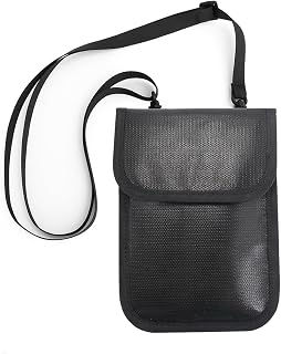 Travel Neck Wallet with RFID Blocking - Passport Holder Neck Pouch, Super slim Travel Pouch, Waterproof & Fireproof Faraday Bag, Keep Your Cash & Documents Safe, RFID Passport Holder