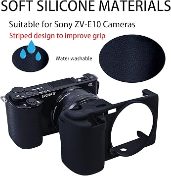 Easy Hood ZV-E10 Camera Case, Soft Silicone Rubber Protective Cover Skin for Sony ZV-E10 ZVE10 Digital Camera, Slim Fit Body Skin DSLR Camera Sleeve Protection (Black)