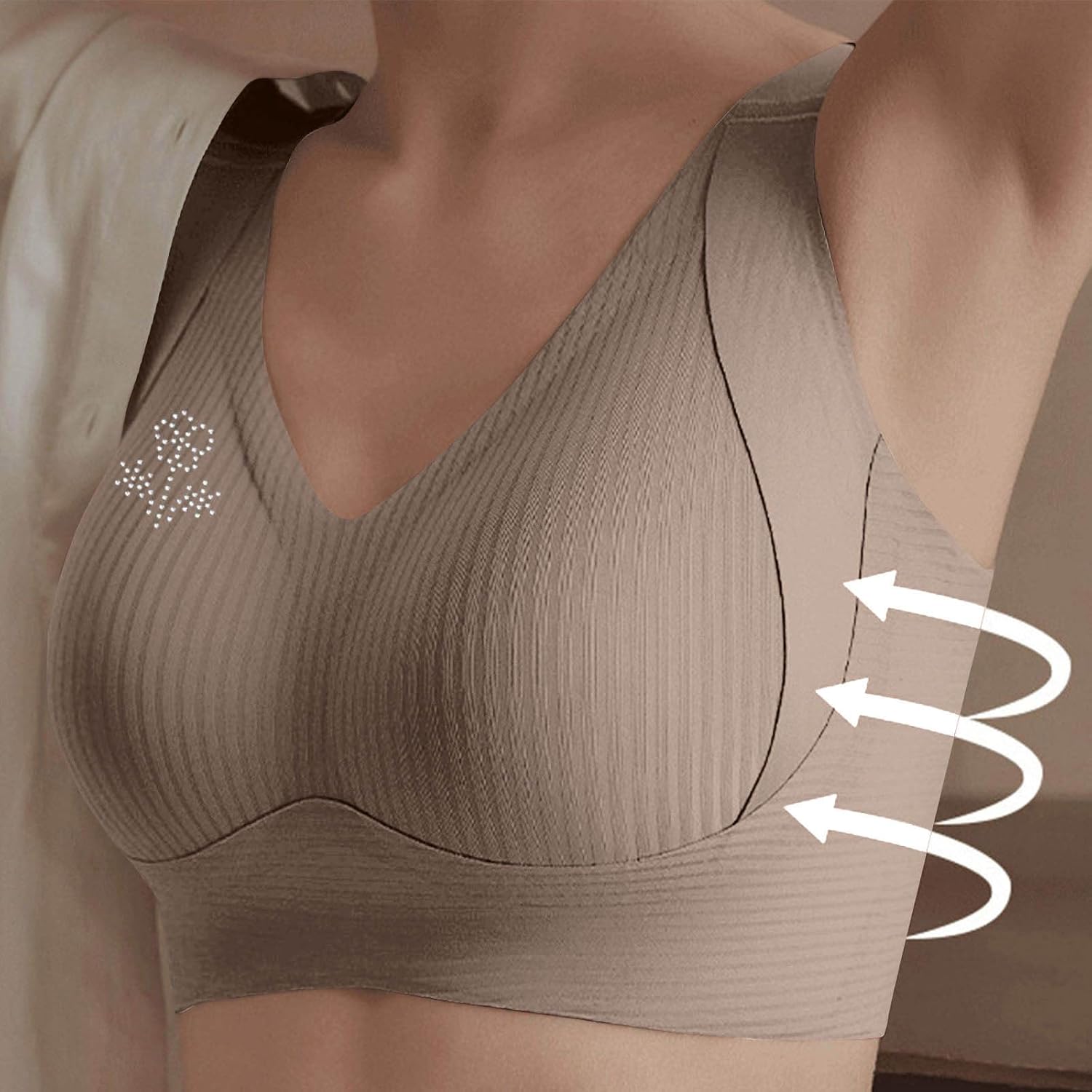 2PCS Seamless Bras for Women Plus Size Full Support Ribbed Wireless Sports Bra Push Up Adjustable Everyday Bralette
