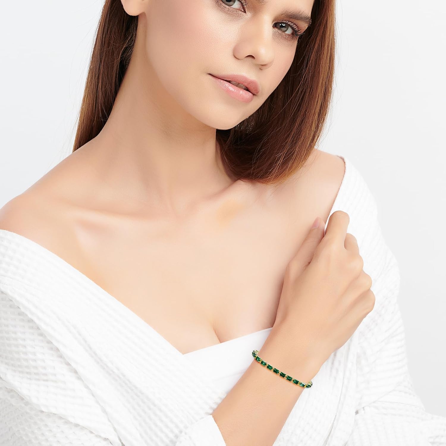 Elegant Birthstone Tennis Bracelet for Women - Red and Green Jewelry Piece, Cubic Zirconia Birthstone Bracelet for Timeless Style