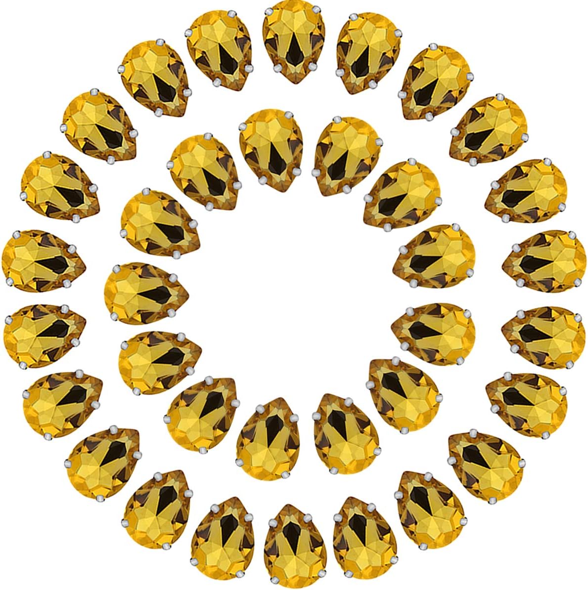 Amazon.com: Gold Teardrop Rhinestones 50 PCS 13x18 mm Flatback ...
