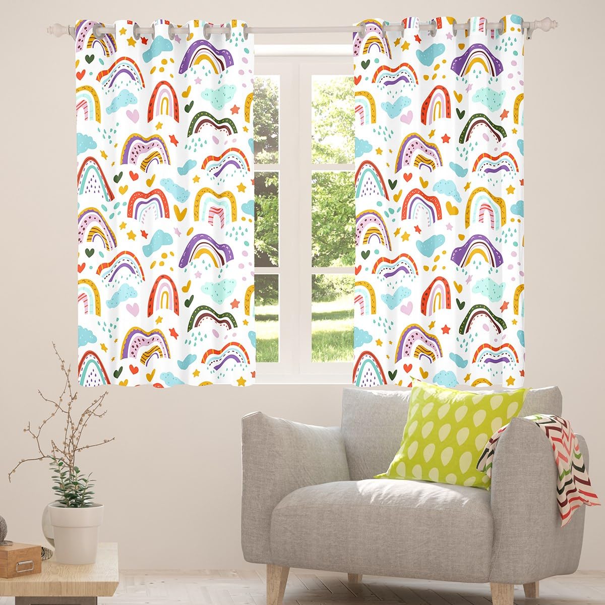 Tende Oscuranti Sfumate Arcobaleno Per Camera Da Letto: 2 Pannelli 167x228 Cm, Morbido Velluto