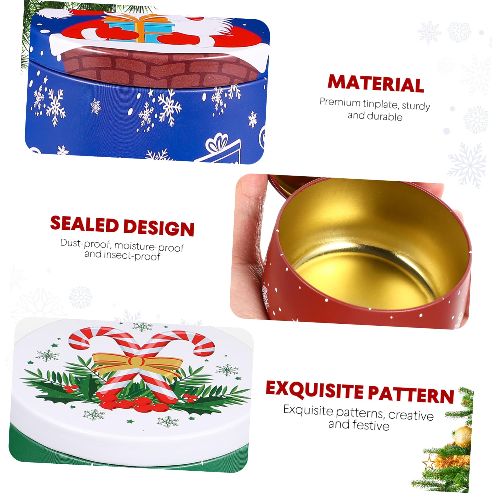 Lot De 8 Mini Boîtes Métalliques De Noël - Petites Boîtes à Biscuits, Bougies DIY, Décoration