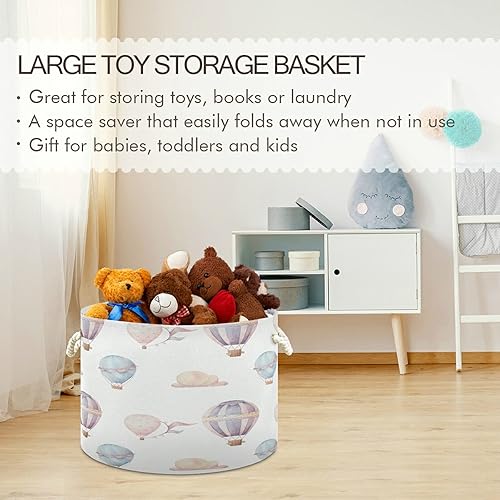 Miniatura 5 de Cesta de cuerda de algodón con globo de aire caliente para bebé, para sala de estar, lavandería, guardería, almohadas, decoración del hogar