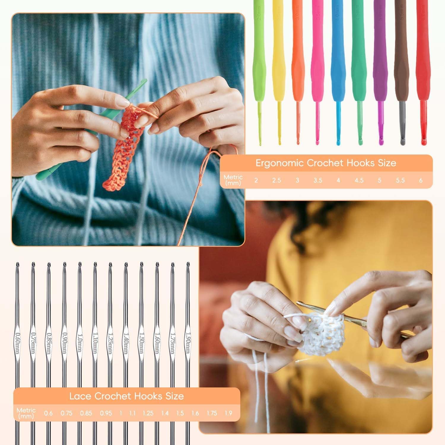 QLECT Crochet Needle Kit 107Pcs with Carry Bag DIY Crochet Kit with Tools & Accessories Comprehensive Crochet Kit for Beginners & Professionals 2
