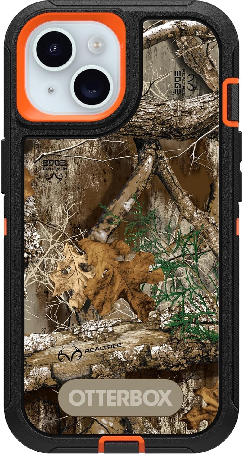 OtterBox iPhone 15, iPhone 14, & iPhone 13 (Only) – Defender Series Case – Realtree Blaze (Camo) – Case Only – Screenless – Rugged & Durable – with Port Protection