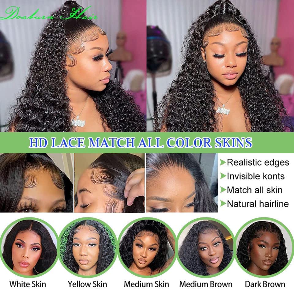 Miniatura 5 de Pelucas de cabello humano rizado con encaje frontal transparente HD de 13 x 4 pulgadas para mujeres negras, pelucas de cabello humano prearrancado