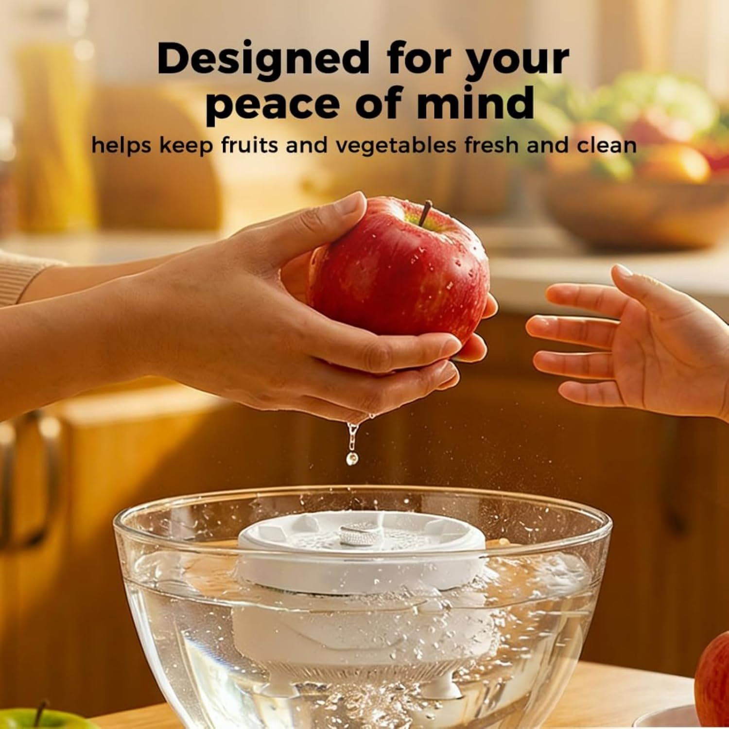 Fruit and Vegetable Purifier, 2026 Upgraded Titanium Electrolysis Fruit Cleaner, Waterproof Washing Machine for Produce Cleaning Home Kitchen (1Pcs)